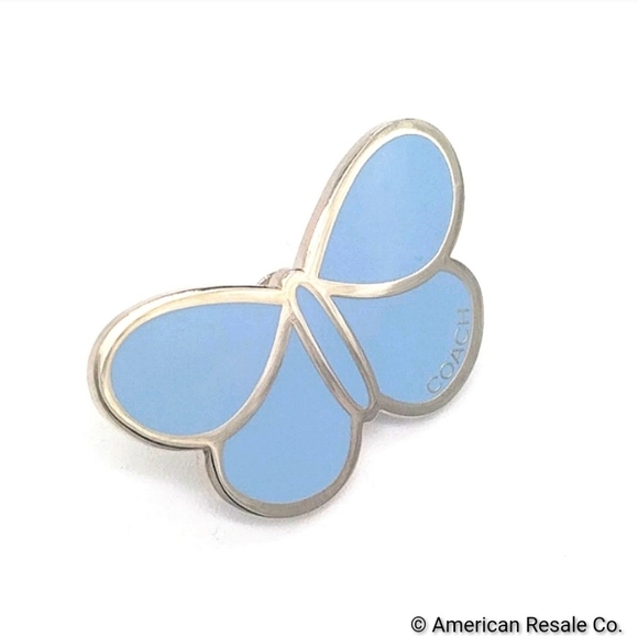 Vintage COACH Light Blue Enamel Butterfly Lapel Pin Brooch Purse Backpack Charm - Picture 1 of 6